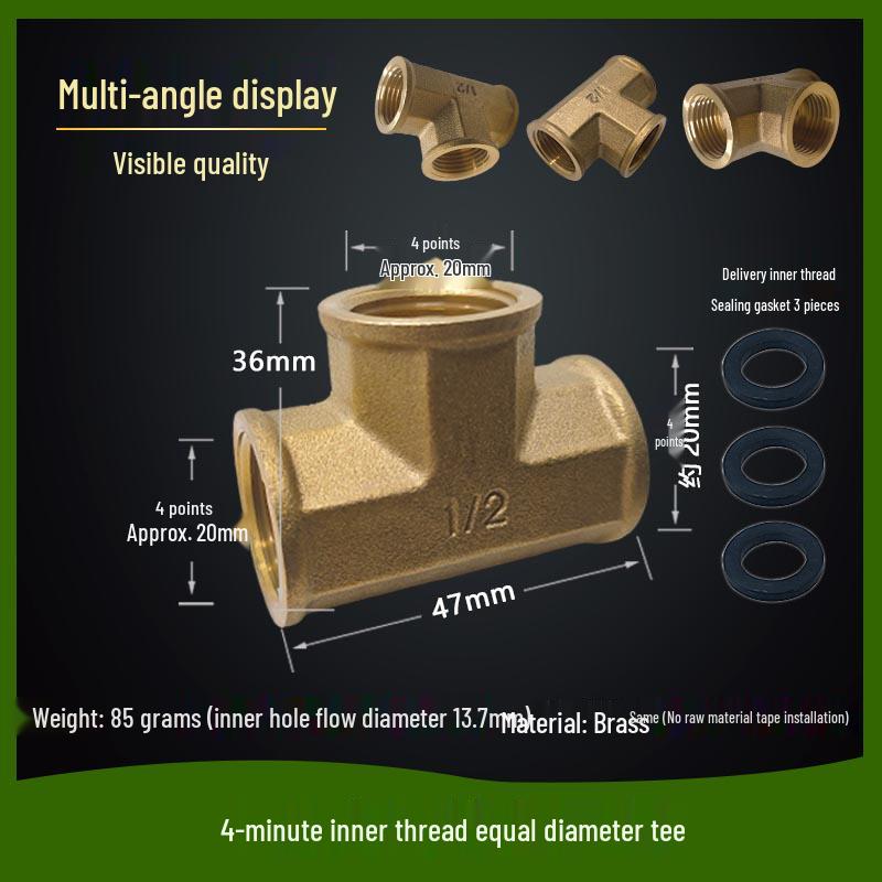 Copper Union with Inner/Outer Threads, Double Inner Thread Water Heater Connector Tee/Elbow Nipple, 46mm & 1" Thread, Different Diameters.