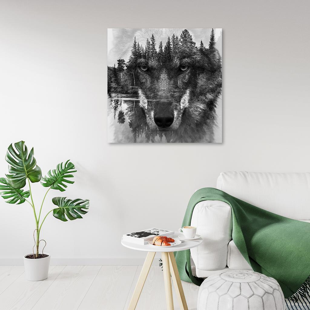 Canvas Print Black Wolf Abstract