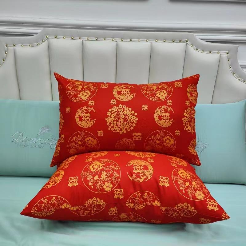 

Высококачественная подушка из 100% хлопка, большая красная, для свадебного торжества, для новобрачных, для дома, пара подушек из чистого хлопка, свадебная подушка, свадебная комната 48X74