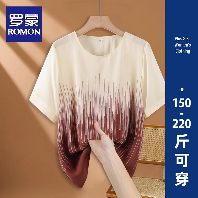ROMON Women s Plus Size Summer Striped Two-Piece Set 5XL