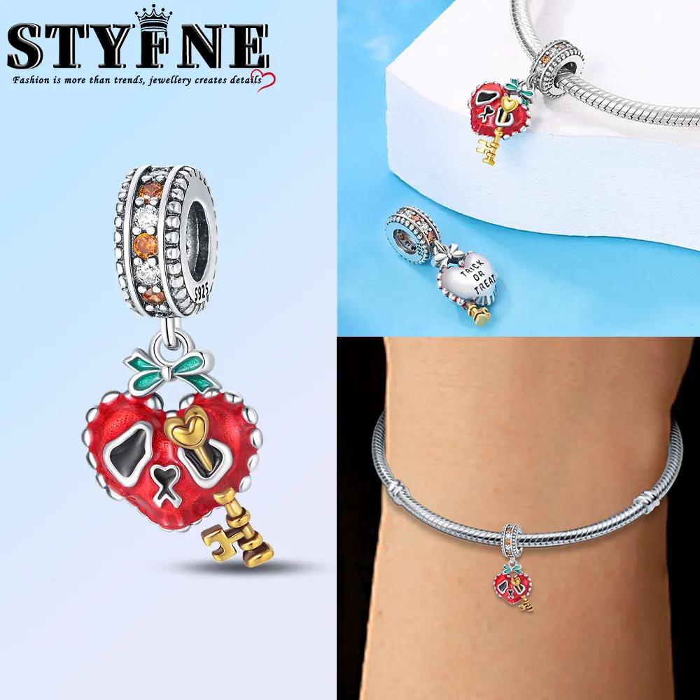 Copper Heart Skeleton Key Lock Beads New Halloween Series Diy Handmade Bracelet Birthday Gift Jewelry