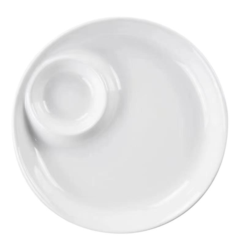 Yu Bao Fang Ceramic Mother-Child White Plate Set – Round & Oval Tableware with Sauce Dish for Home, Hotel, Restaurant.