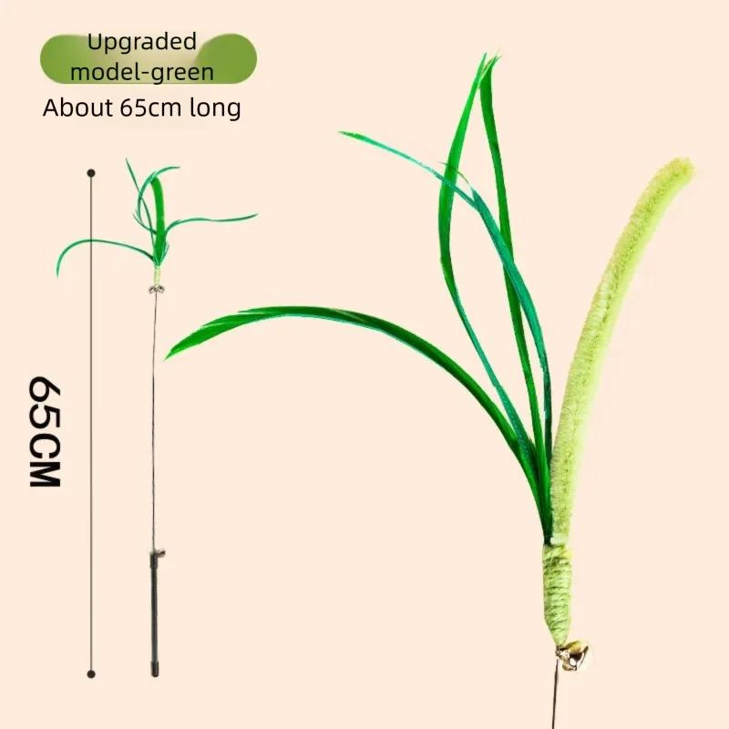 

Interactive Cat Toy Tail Grass Cats Sage Feather Toy Long Pole Kitten Teasing Stick Bite Resistant Cat Supplies MMWJ100