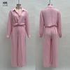 Women's Solid Color Long Sleeve Button Shirt & Pocketed Pants Set - 2025 Fashion