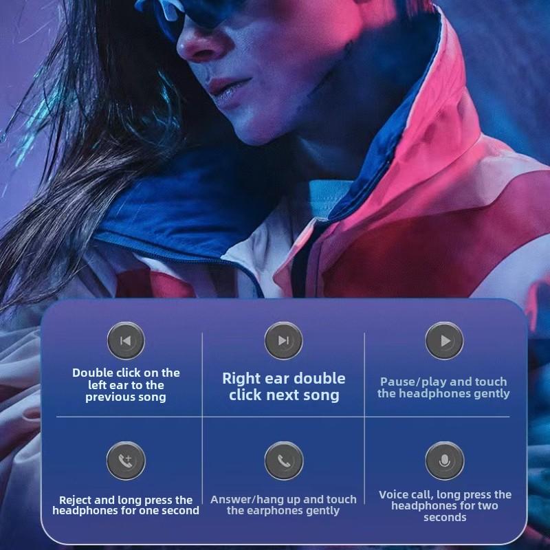 Bluetooth Headset Wireless Touch Metal Mecha Style Low Power Gaming Digital Display Headset