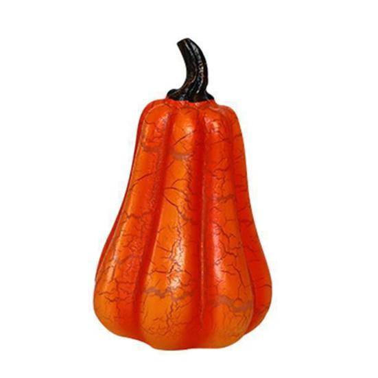 Cracked Pumpkin Figurine Halloween Light-up Pumpkin Sculpture Resin Fall Thanksgiving Tabletop Centerpiece for Halloween Autumn Harvest Home Decor