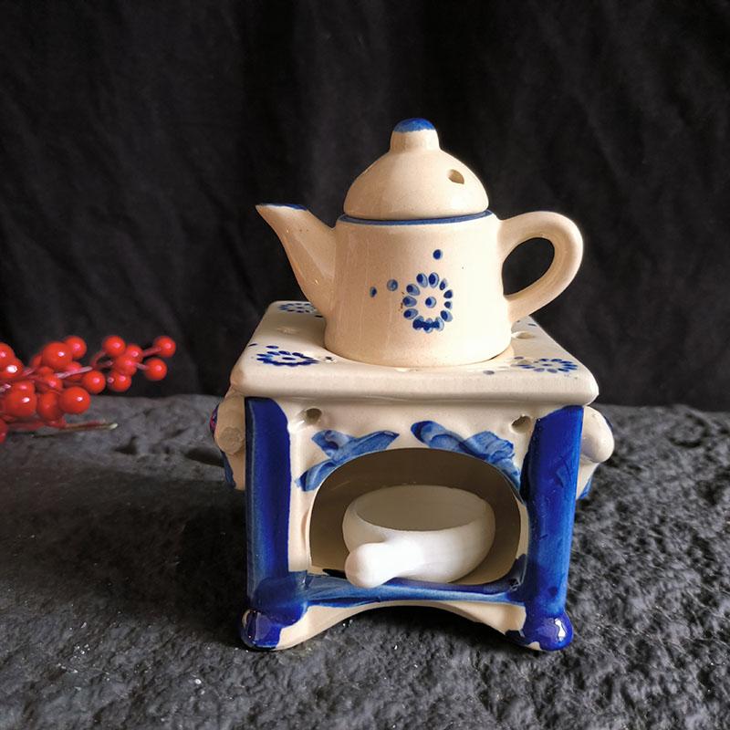 

Retro 3 in 1 Ceramics Essential Oils Incense Burner with Tray Spa Aromatherapy Candle Heating Holder for Home Decor Ornaments