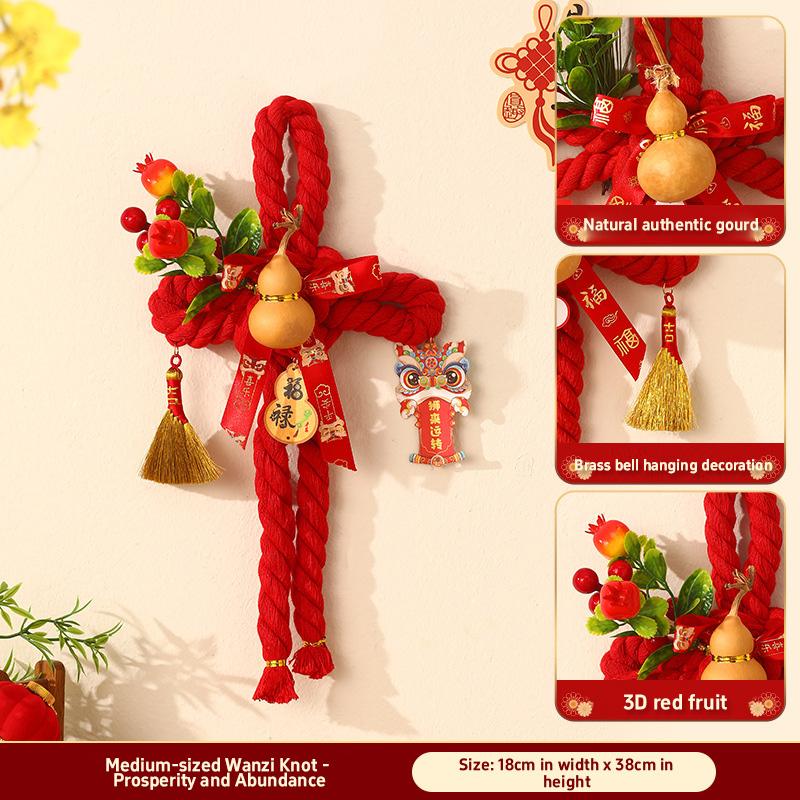 New Red Horse Pendant Auspicious Flower Pendant Living Room Porch Decoration Happy New Year Home Decoration Ornaments
