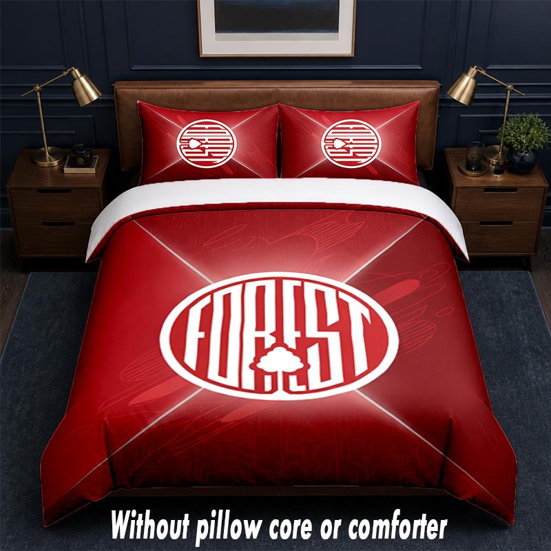 Nottingham Forest Design Bett Bettwäsche-Set 1 Bettbezug + 2 Kissenbezüge Weich Atmungsaktiv Haushalt Bettwäsche