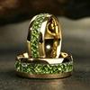 Luxury Green Crystal Stone Rings, Fashion 8mm Men Stainless Steel Ring, High Polished Wedding Band Jewelry Gifts
