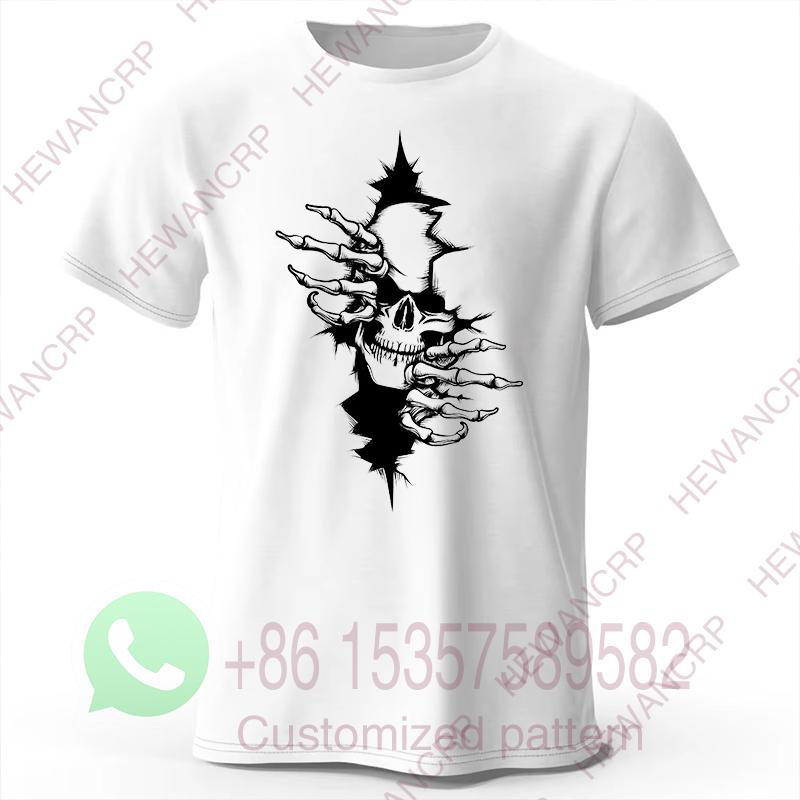 Skull Tshirt Mens Tracksuit Summer Roundneck Pullover Breathable Casual Sportswear Shortsleeved Top Harajuku Retro Streetwear