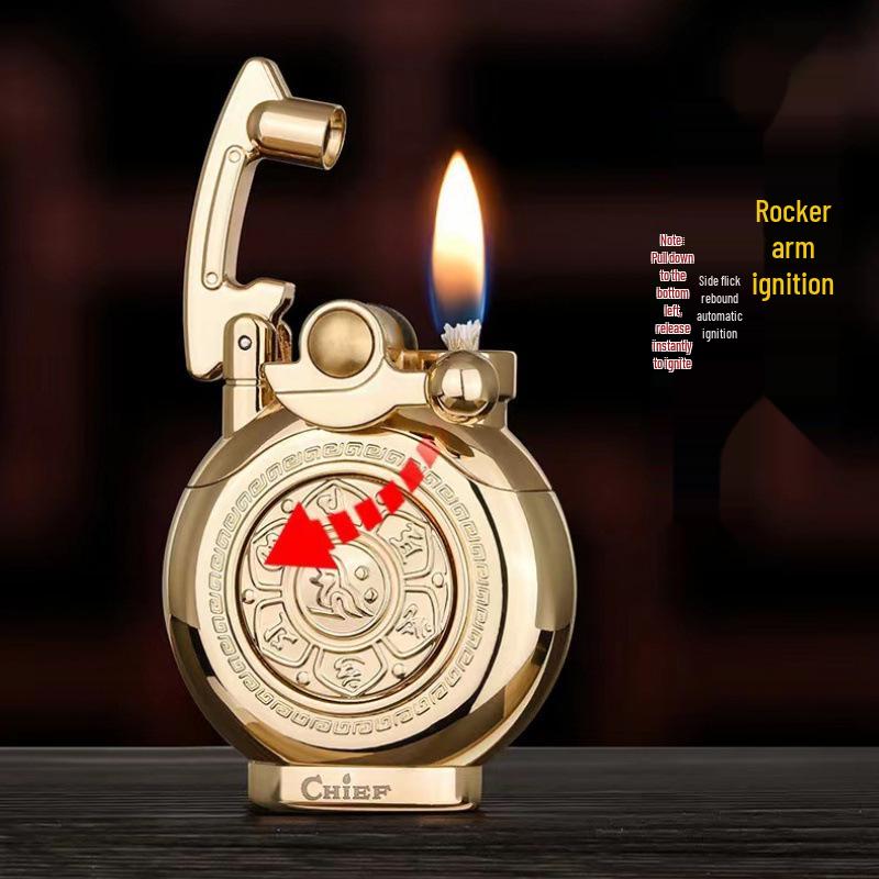 Leader CHIEF Automatic Ejection Windproof Kerosene Lighter - Creative Rocker Design for Personality and Decompression.