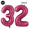 Giant 32 Inch Number Balloon Set Metallic Rose Red Foil Helium Balloon Kit DIY Happy Birthday Party Decor Kids Adult Anniversary