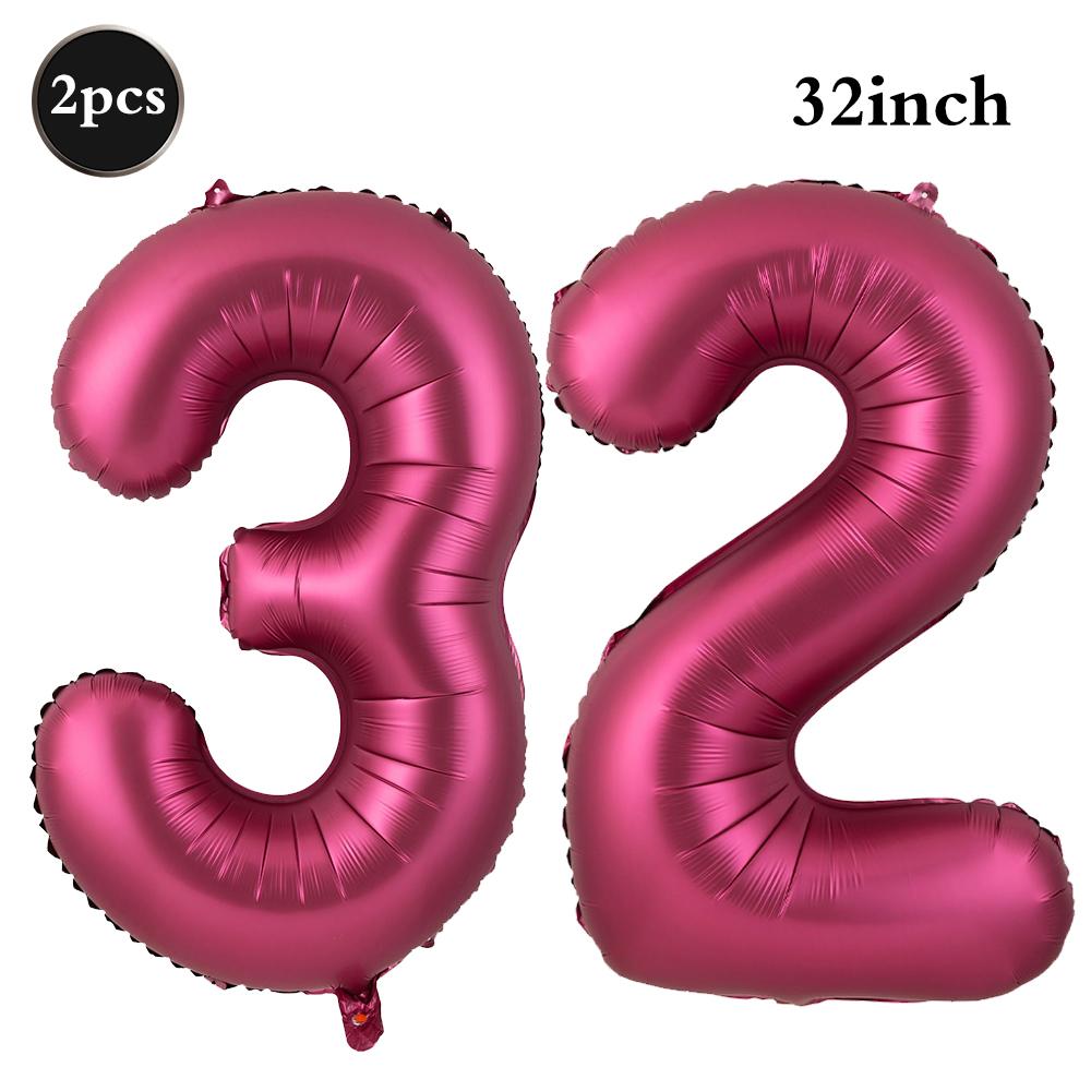 Giant 32 Inch Number Balloon Set Metallic Rose Red Foil Helium Balloon Kit DIY Happy Birthday Party Decor Kids Adult Anniversary