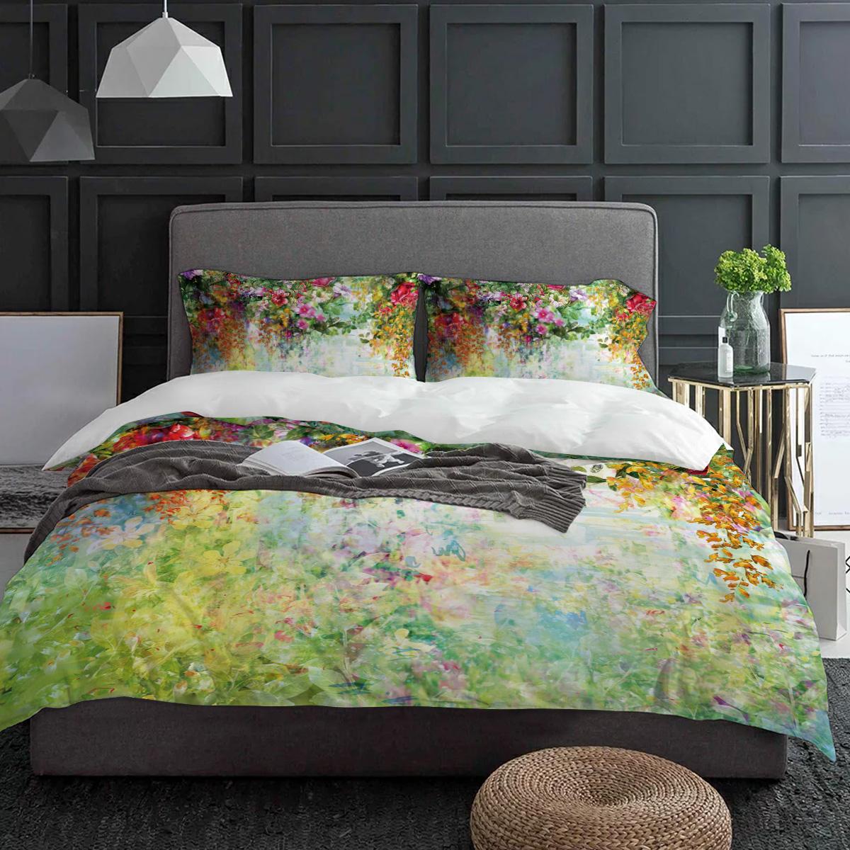 

Spring Flowers Bloom 3pcs Couple Duvet Cover With Pillow Case Custom Comforter Bedding Set Quilt Cover Double Bed Home Textile EU single(135x200cm)