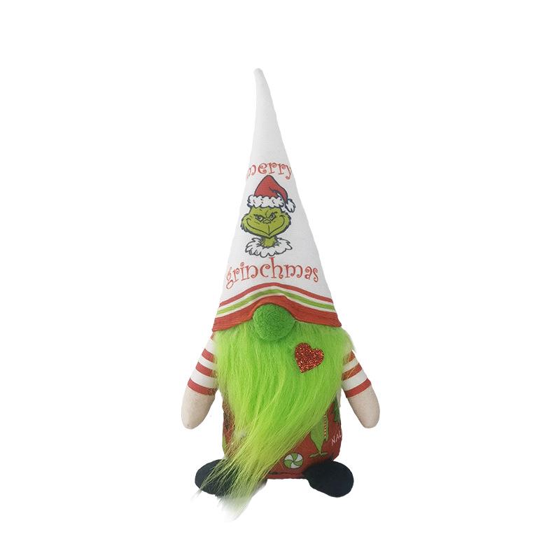 Cross-Border Christmas Green Grinch No-Face Doll Ornament