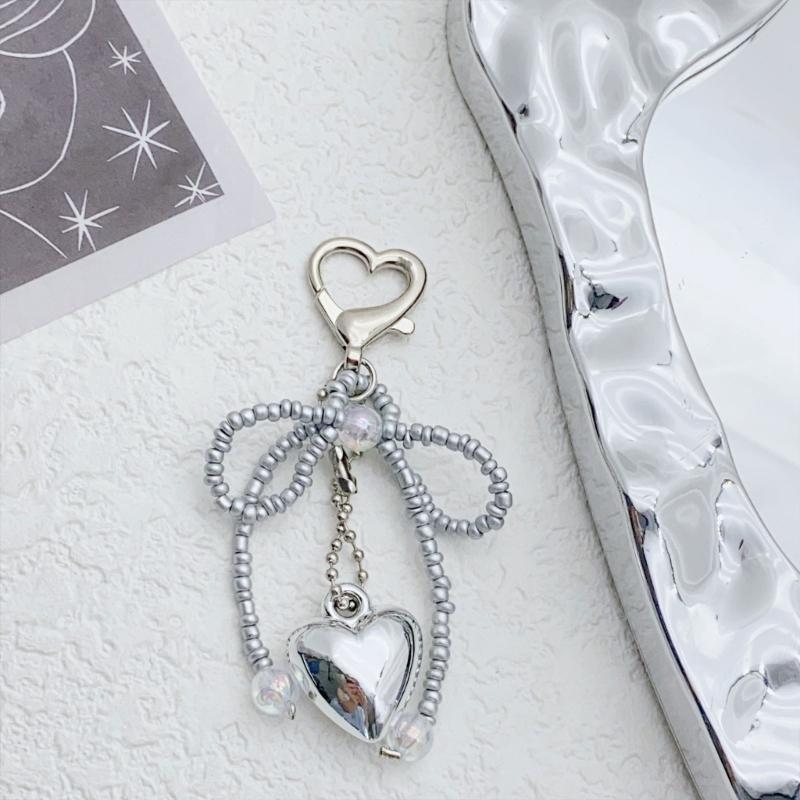 Romantik Stilvolles Liebesherz Anhänger Schleife Schlüsselanhänger Accessoire Stilvoller Schlüsselhalter für Frauen Robuster Metall Auto Schlüsselanhänger