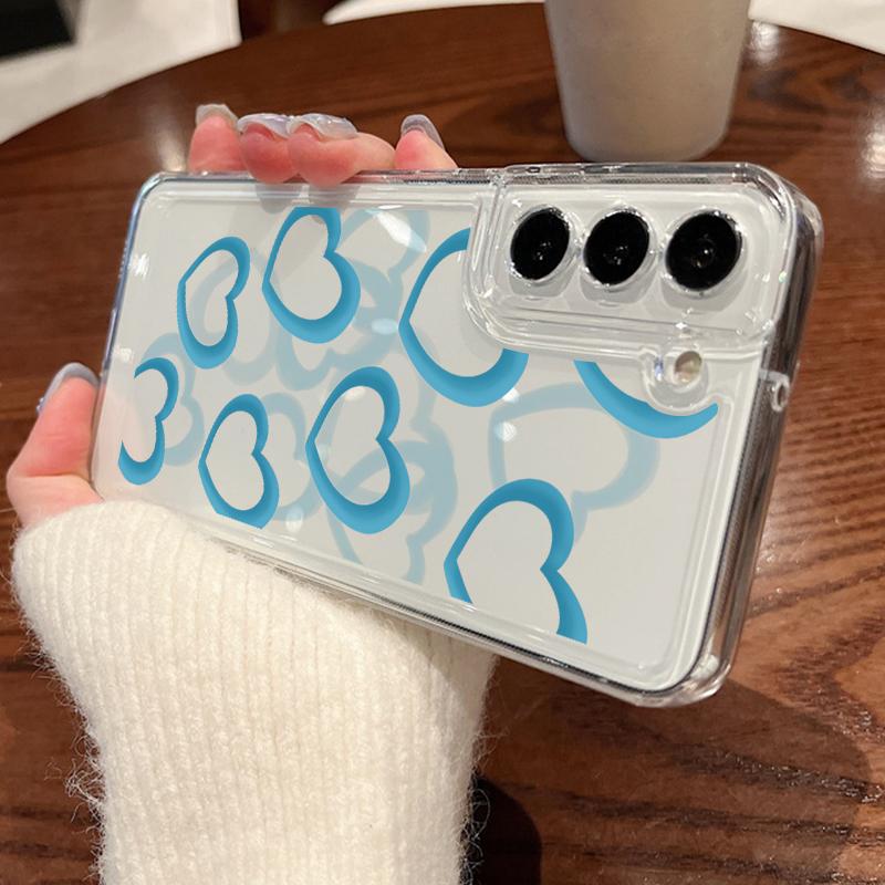 Heart Print Transparent Phone Case For Samsung Galaxy S25 S24 S22 Ultra S23 S24 FE A17 A56 A16 A36 A26 A55 A15 A25 A54 5G Shockproof Soft TPU Cover