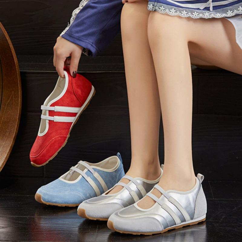 Genuine Leather Mary Jane Shoes with Inner Height Increase Flat Sole German Training Shoes Shallow Mouth Versatile Women's Shoes