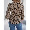 QICED Spring Summer Casual Leopard Print Tie Chiffon Top for Women