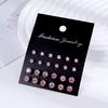 12 Pair/Lot White Shiny Wedding Stud Earrings Set For Women Men Crystal Jewelry Accessories Oorbellen Jewelry Earrings