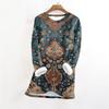 Women's Fashionable Printed Round Neck Long Sleeved Plush Warm Pullover Top