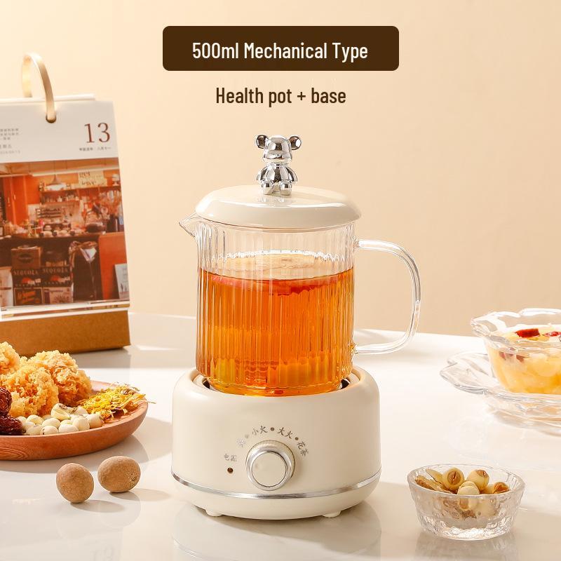 

Multifunctional Glass Tea Maker: Household & Office Flower Pot Kettle Gift Set Striped Health Pot