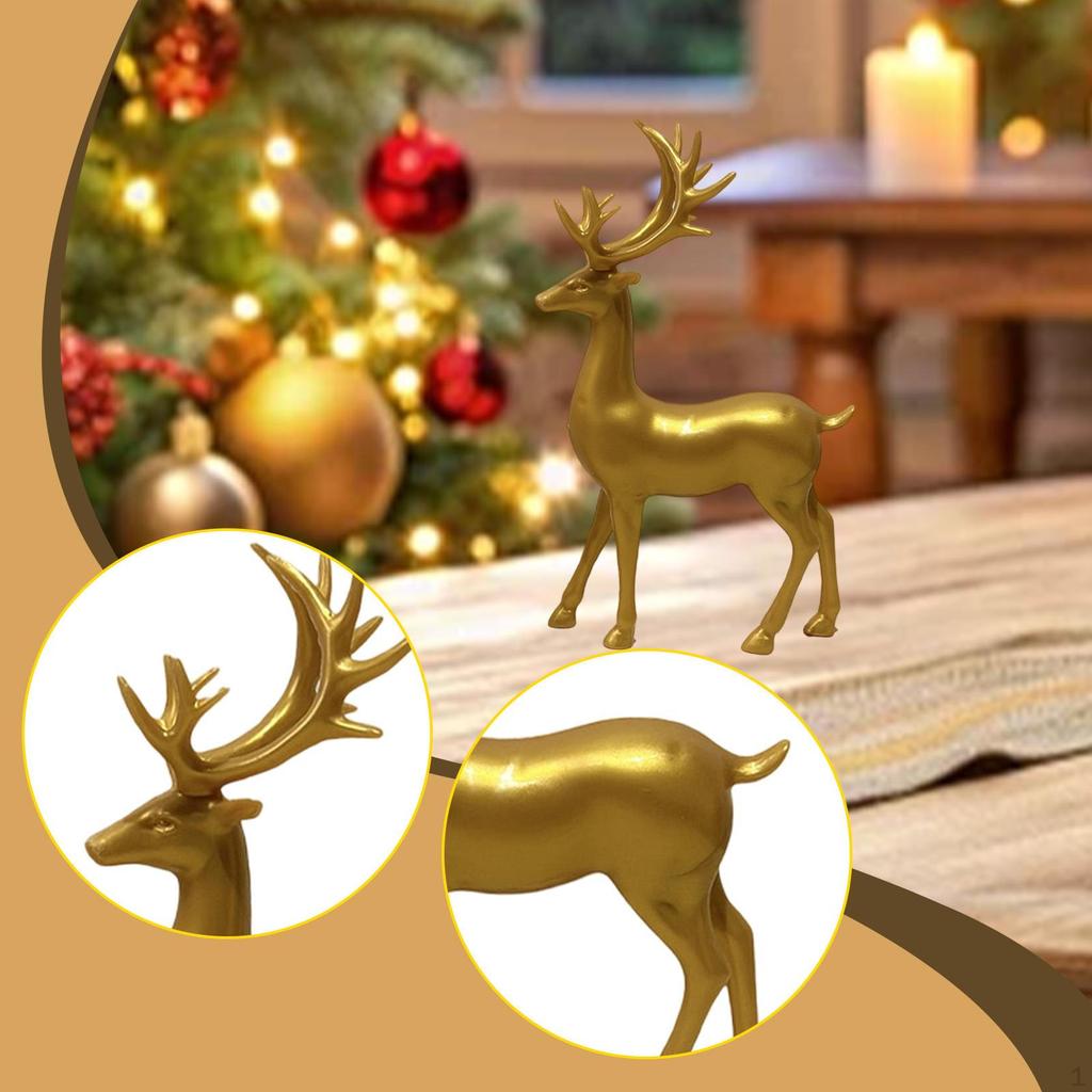 Elk Statue Animal Sculpture Collectable Modern Ornament Art Craft Deer Figurine for Desk TV Cabinet