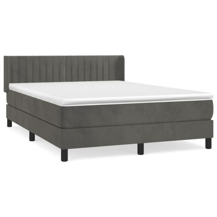 3131076 vidaXL Divan-lit Et Matelas Gris Foncé 140x190cm Velours