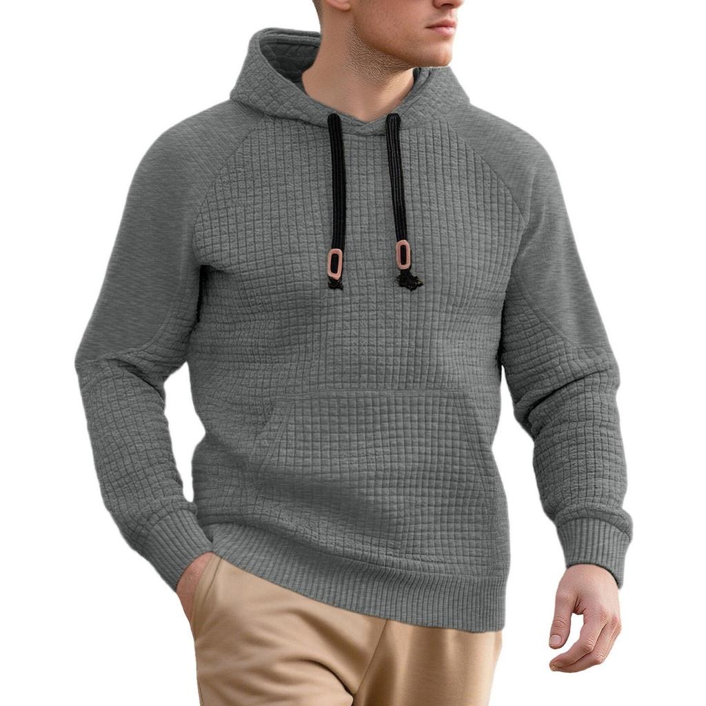 Men's Casual Solid-color Sweater, Knitted Small Checkered Sweatshirt, Stand-up Collar Patchwork Style Thickened Sweatshirt