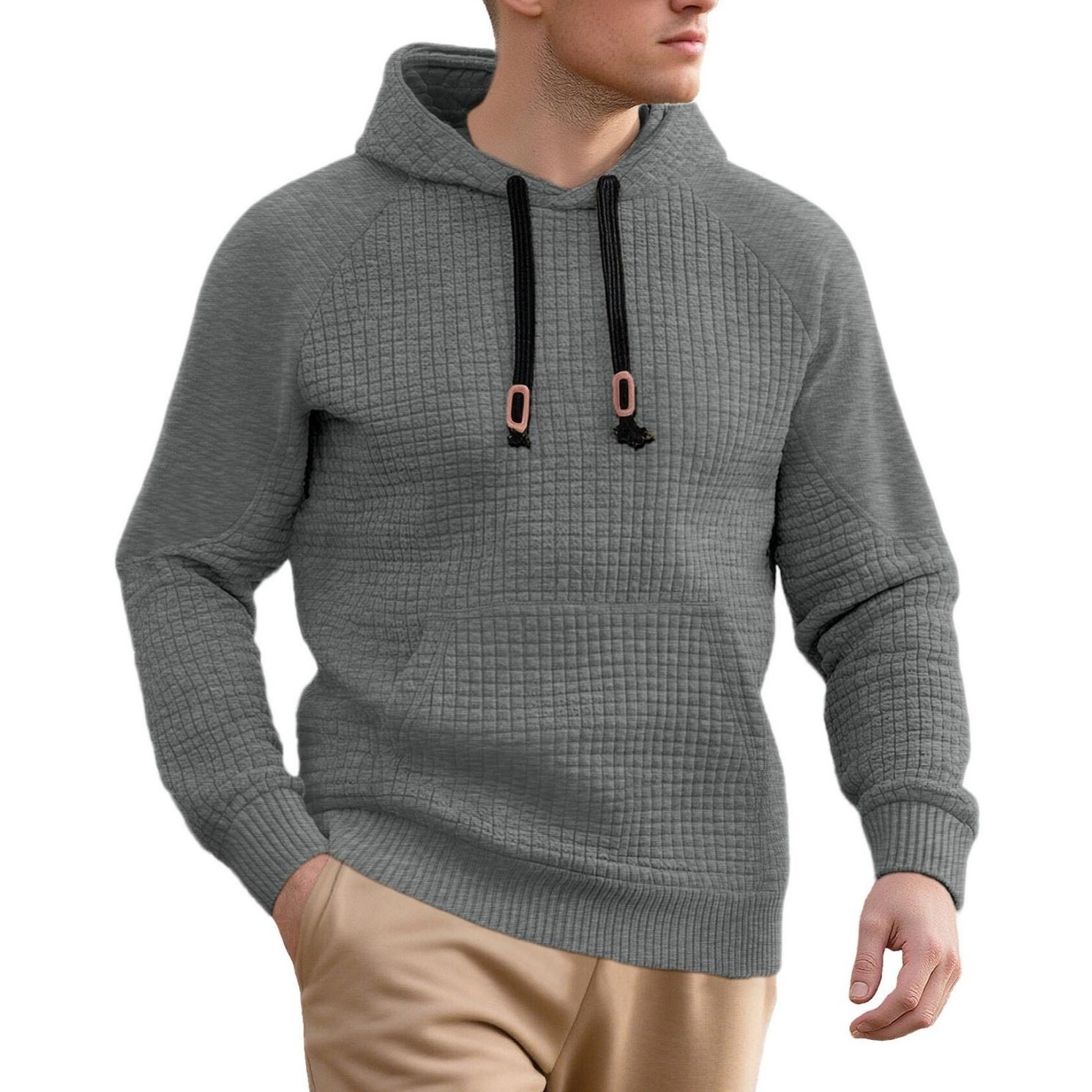 

Men s Casual Solid-color Sweater, Knitted Small Checkered Sweatshirt, Stand-up Collar Patchwork Style Thickened Sweatshirt XXXL