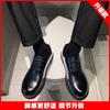 Leather men's shoes business casual dress black small leather shoes derby round head men's leather shoes suit wedding shoes men