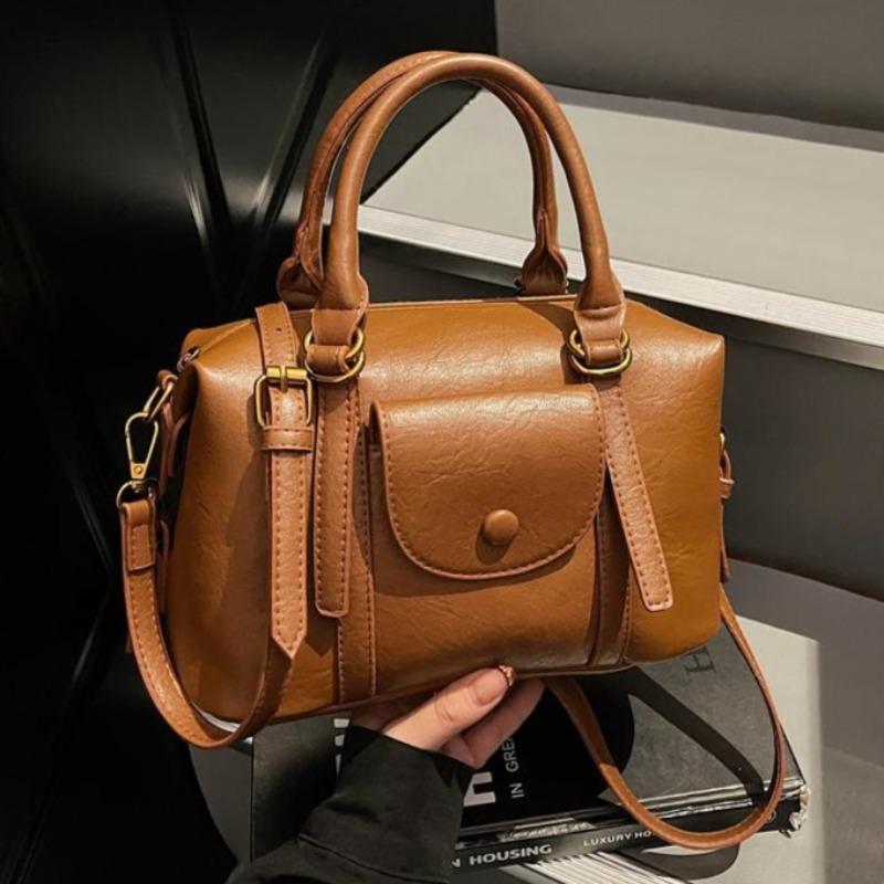 Fashionable Ladies Handbag Small Boston Bag Premium Retro Simple Shoulder Bag PU Material Crossbody Bag Suitable for Daily Commuting Shopping Travel
