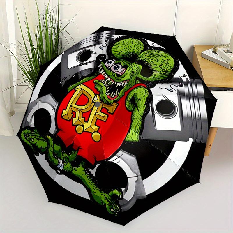 Rat Fink Muscle Car Decal - Classic American Auto StickerUmbrella, Portable 3-Fold Compact Umbrella for Men & Women Gift