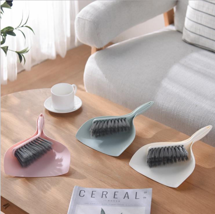Compact Broom & Dustpan Set, Desktop Sweeper for Hair & Dust, Small Plastic Cleaning Tools