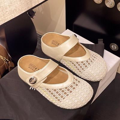 Flat Bottom Hollow Mesh Breathable Bag Head Fashion Half Slippers Women's Outer Wear 2025 Height Increase New Summer Skirt