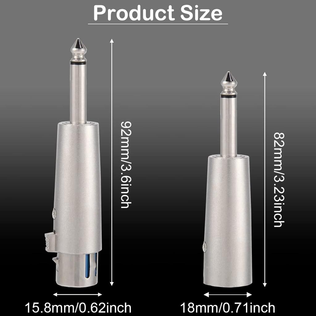 Xiatiaosann XLR Female To Male Converter Audio Mono Adapter TS Socket Jack for Microphone 6 Pack 3-Pin 6.35mm Mixer,