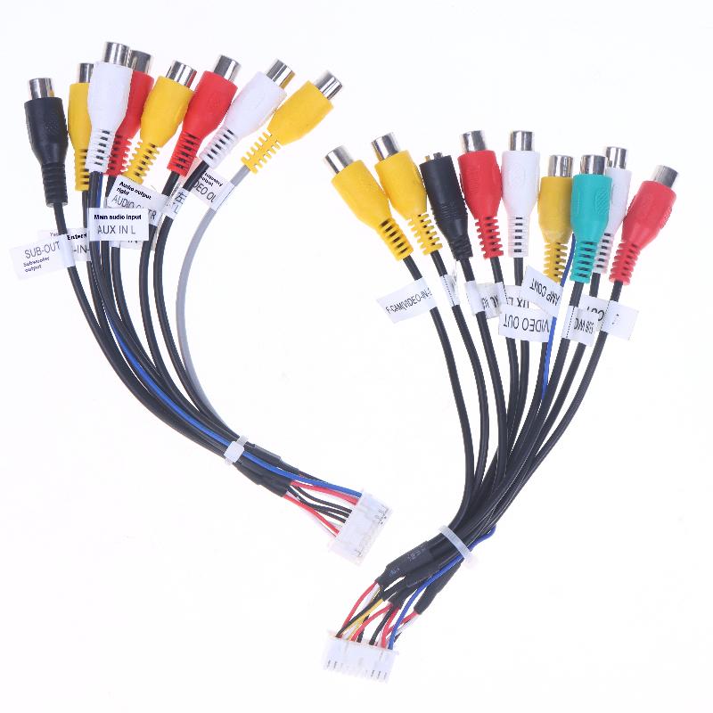1/2 stk. Mikrofon 20-pins RCA-kabel Bilradio 3,5 mm Mikrofon Subwoofer-ledninger til Android Stereo Output Subwoofer-sæt