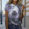 Women Summer T Shirt Trend Marbling Print Retro Fashion Short Sleeve Tees Casual   Printed  Tops