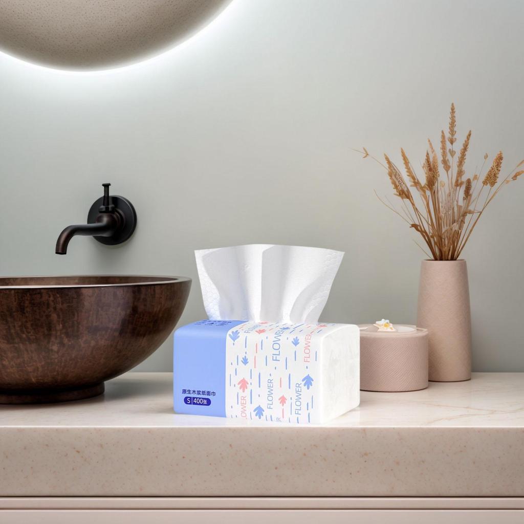 400 sheets 80 paper thickened whole box log paper towel napkin paper household large package sanitary facial tissue paper
