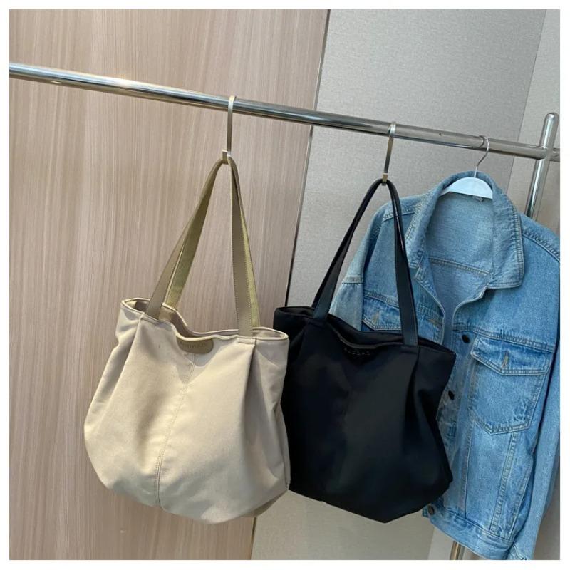 Simple Large Capacity Women's Canvas Tote Casual Thread Design Ladies Shoulder Bags Solid Color Portable Female Underarm Handbag