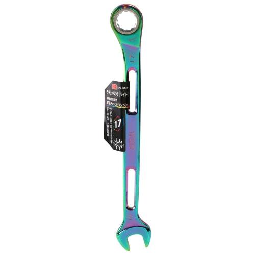 SK11 SPIDER Ratchet Wrench, Light Rainbow, 17mm, 72-tooth gear for easy access in tight spaces, lightweight with punched-out design (SPD-G17P)