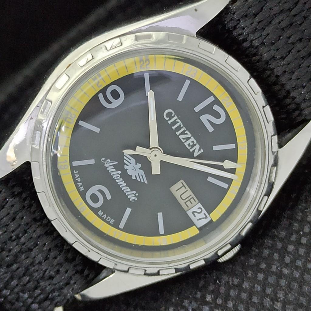 

USED RARE VINTAGE CITIZEN AUTOMATIC 8200 JAPAN MENS BLACK WATCH 562b-a298448-9 SKU562b-a298448