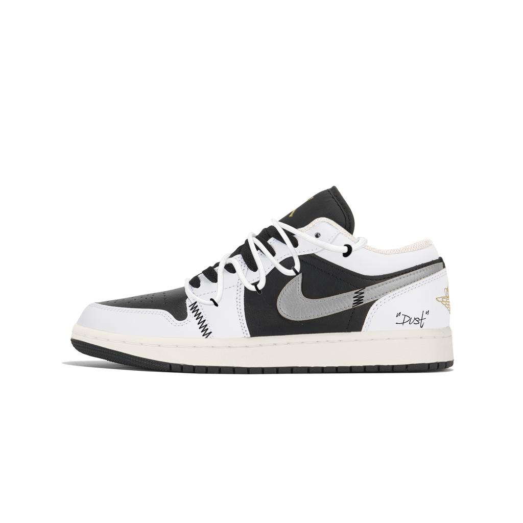 Jordan Air Jordan 1 Slidstærke Lave Skateboard Sko Unisex Sort Hvid 553558-172(Team210-)