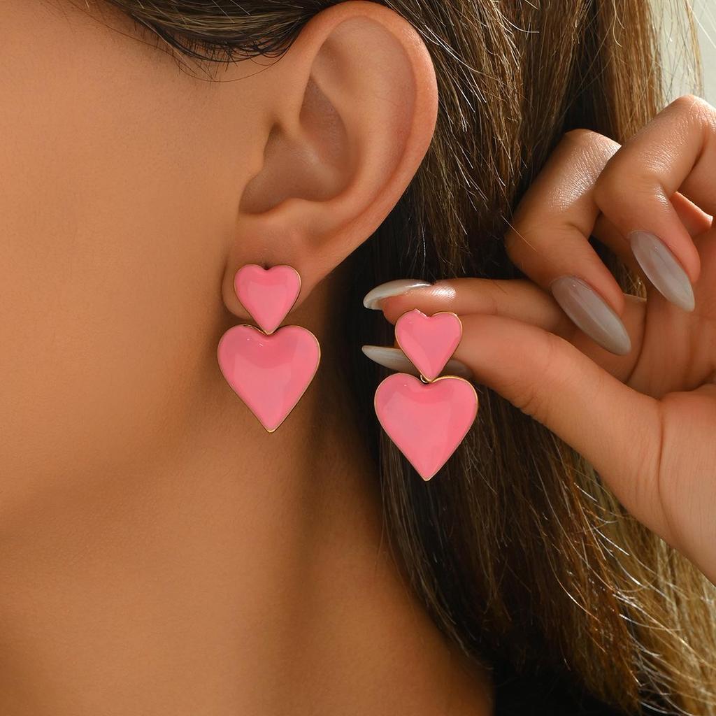 18k Electroplated Sweetheart Drop Earrings - Versatile European & American Style Women's Studs