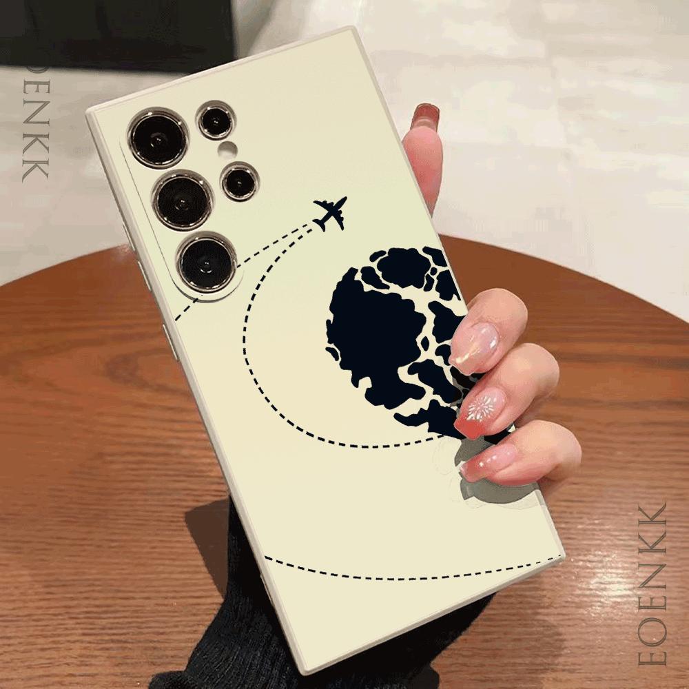 Aircraft route map Silicone Case For Samsung Galaxy S25 S24 S23 S22 S21 Ultra FE A35/A54/A55/A34 5G Note 10/20 Plus Soft Cover