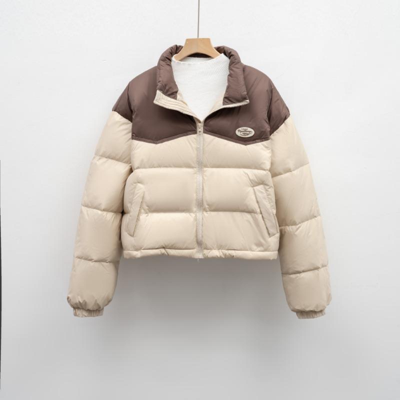 

Down jacket women s new small short winter color matching thickened bread jacket looks thin and fashionable S