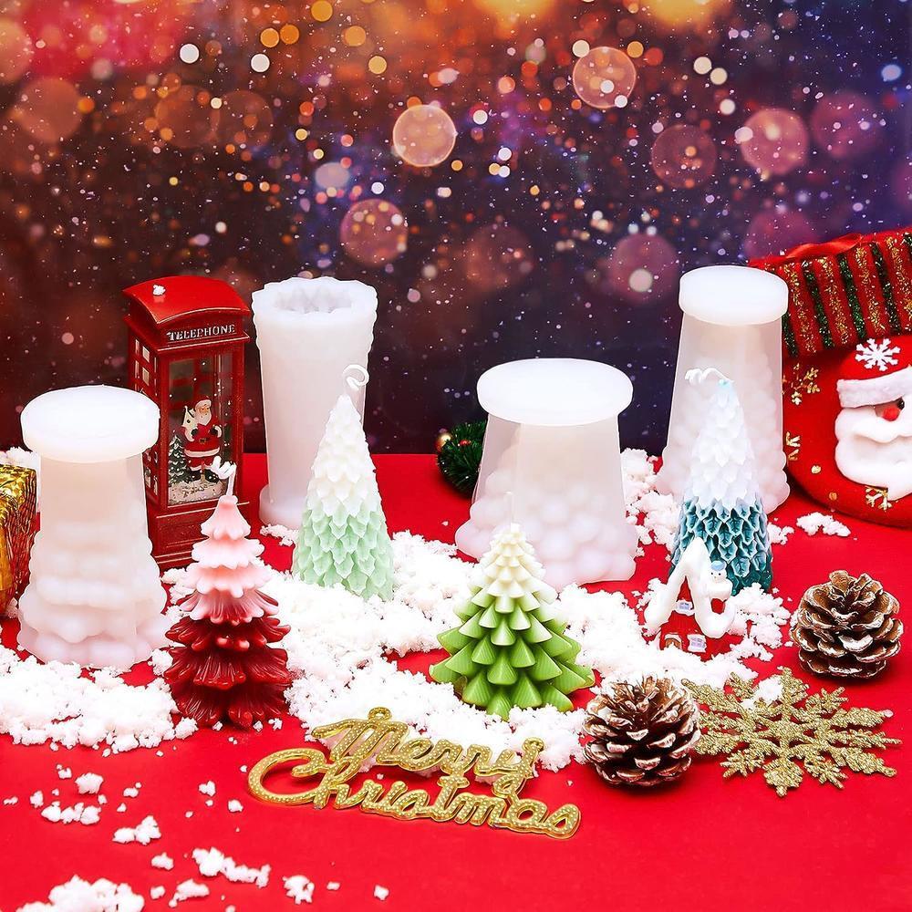 3D Tree Shaped Candle Silicone Mold Tree Shaped Design Candle Mold Xmas Pine Candle Molds Christmas Theme For Holiday Gifts