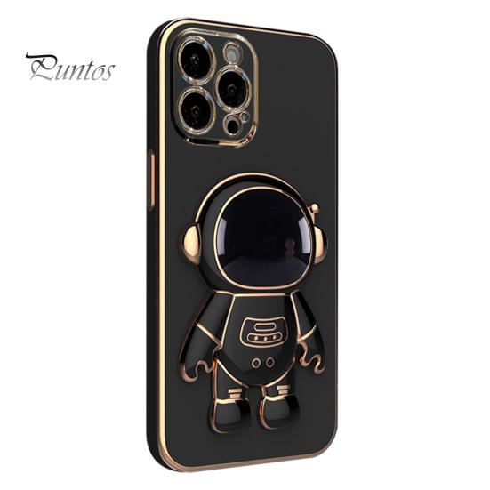 Phone Protective Case Cartoon Foldable Camera Protector Astronaut Mobile Phone Cover with Stand for iPhone 14/Pro/Max (Plus)/Pro Max