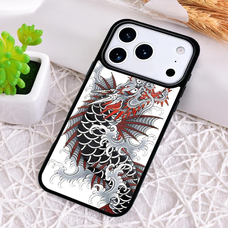 

Japanese Dragon Style Phone Case for iPhone 17 Air 16 15 11 12 14 13 Pro Max Shockproof Cover iPhone 15 Pro